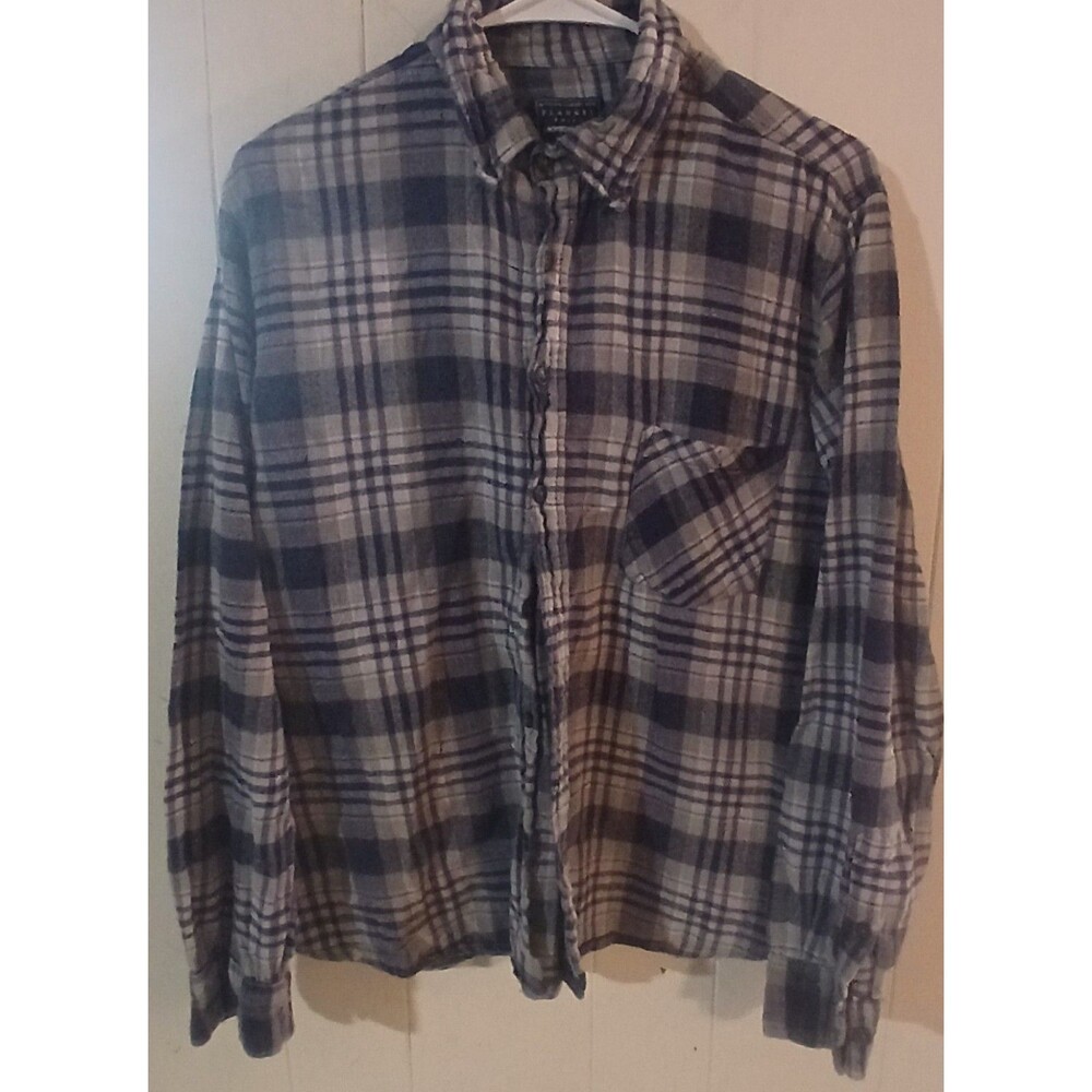 Jackson Hole Flannel Button Down Men’s Shirt Large Blue Plaid Pattern